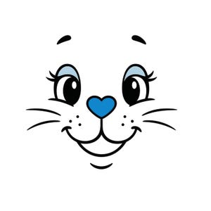 Care Bear Face PNG: Blue & Pink Kawaii Clipart for Cricut