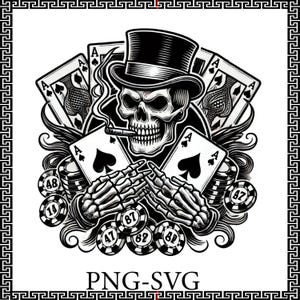 Dead Mans Hand Png-Svg  Files, Poker Playing Cards Clipart Silhouette, Casino Chips Vector Image,Skull With Top Hat Png-Svg,Aces and Eights