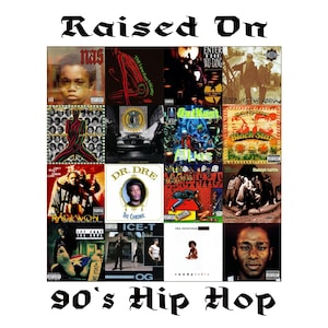 Raised on 90s Hip-Hop PNG-JPG , Retro Rap Album Cover Design, 90s Hip Hop Sublimation PNG for T-Shirts, Digital Download, Instant Download