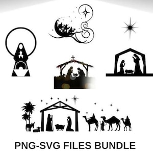 Nativity Scene Svg-Png - 5 Pieces BUNDLE - Nativity SVG - PNG,instant digital download