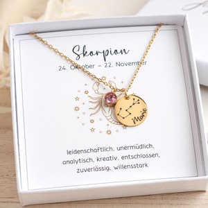 Collana con segno zodiacale con costellazione Collana con segno zodiacale personalizzata Collana con nome Collana con segno zodiacale regalo di gioielli per nascita compleanno