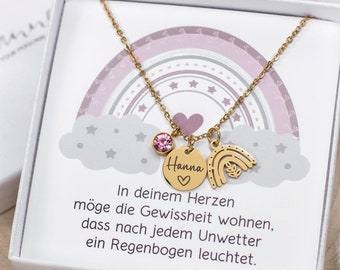 Necklace rainbow chain personalized with engraving baptism necklace girl boy stainless steel gold silver gift baptism communion godchild