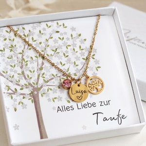 Boom des Levens Ketting Doop Ketting met Boom des Levens Naam Ketting gemaakt van Roestvrij Staal Goud Zilver met Gravure Geschenk Doop Communie Bevestiging