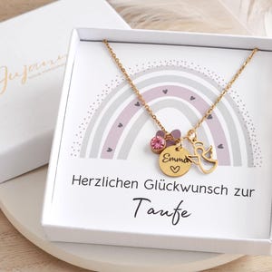 Baptism Necklace Guardian Angel Name Necklace Gold Silver Chain with Engraving Gift Girl Boy Godchild for Birth Baptism Communion School Enrollment
