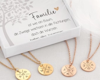 Family necklace, friendship necklace, personalized necklace with engraving, family couple necklace, silver, gold, rose gold, gift for mom, girlfriend, wife