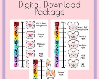 Get Three Cute Kid Pain Scale Wall Decor INSTANT DOWNLOAD, Nursing Pain Scale,  Doctor Pain Scale, Pediatrics