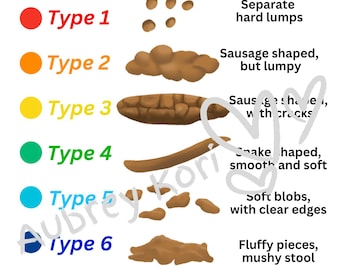 Colorful Kid&#39;s Bristol Stool Chart, INSTANT DOWNLOAD, Pediatrician&#39;s Office, School Nursing Office