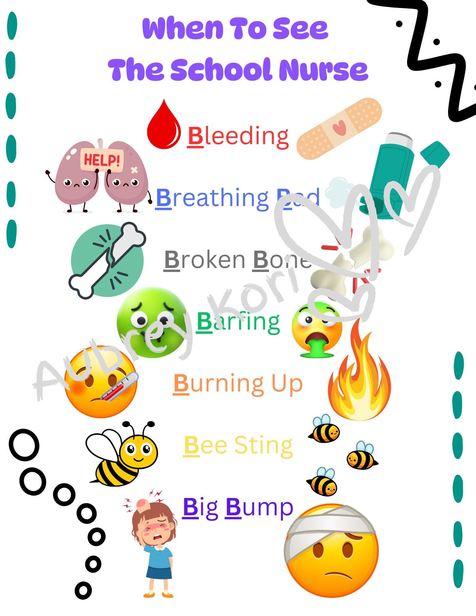 When To See The School Nurse Decor, Sign INSTANT DOWNLOAD