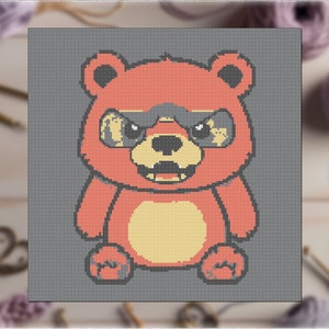 C2C Crochet Pattern: Angry Teddy - Corner-to-Corner Crochet Graphgan Afghan C2C for Beginners and Newbies Colorworks
