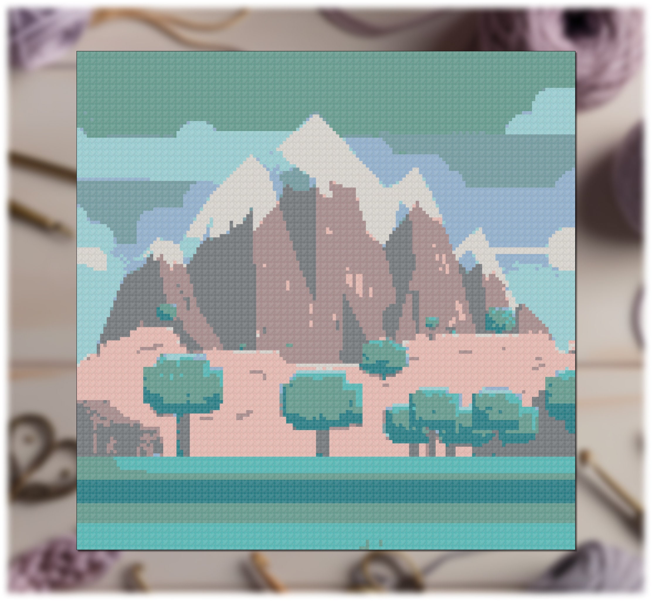 C2C Crochet Pattern: Pixel Landscape - Corner-to-Corner Crochet Graphgan Afghan C2C