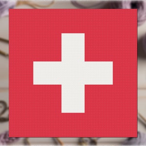 C2C Crochet Pattern: Swiss Flag - Corner-to-Corner Crochet Graphgan Afghan C2C for Beginners and Newcomers Colorworks