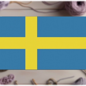 C2C Häkelmuster: Schwedische Flagge - Eck-zu-Eck Häkeln Graphgan Afghan C2C für Anfänger und Einsteiger Colorworks
