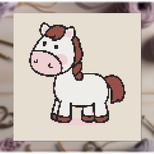 C2C Crochet Pattern: Kawaii Baby Horse - Corner-to-Corner Crochet Graphgan Afghan C2C for Beginners
