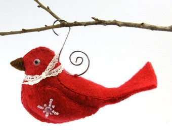 Vilten vogel kerstornament patroon PDF