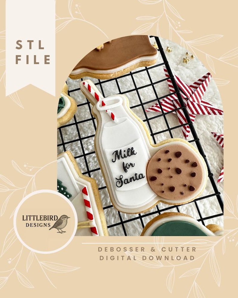 Milk and Cookie STL Stamp and Cutter image 1