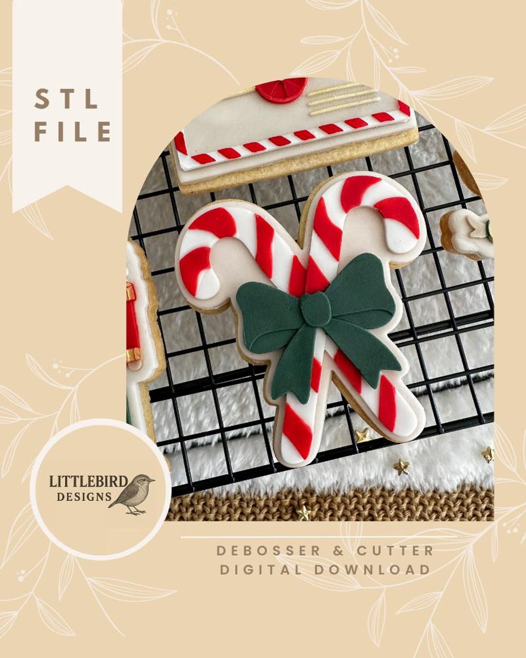 Candy Canes With Bow- STL Stamp and Cookie Cutter - Etsy