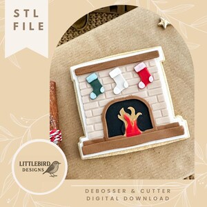 Fireplace with stockings - STL stamp and cookie cutter