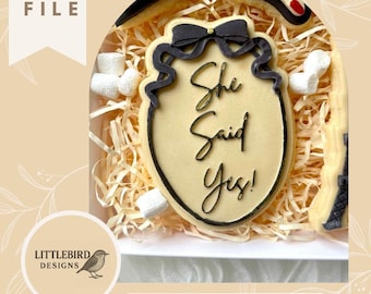 She said yes frame with bow - STL Cookie cutter and stamp