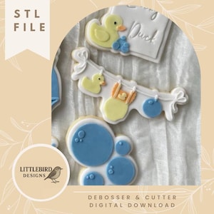 Washing line with duck - STL cookie cutter & Stamp