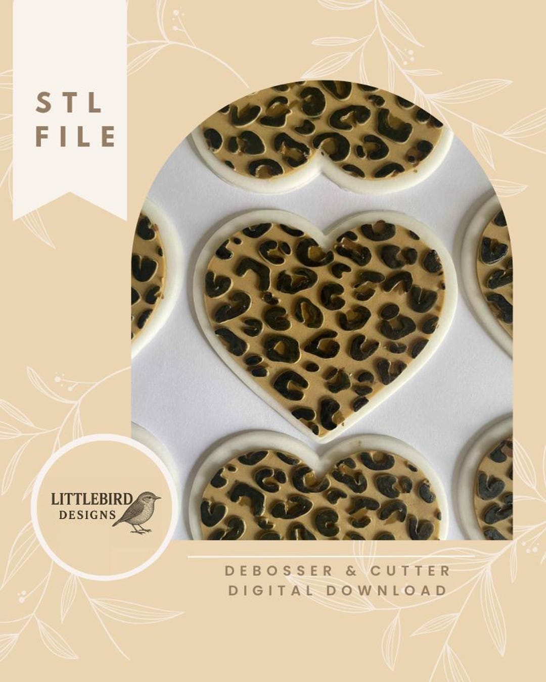 Leopard Print Heart - STL Cookie Cutter and Stamp - Etsy Australia