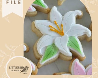 Fiore di giglio - Tagliabiscotti e timbro STL