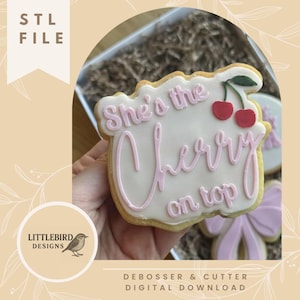 Ella es la guinda del pastel: cortador de galletas y sello STL