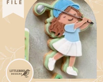 Chica golfista - Cortador de galletas y sello STL