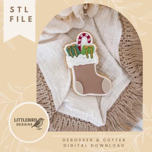 Stocking with presents - STL stamp and cookie cutter