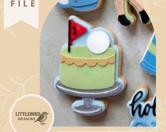 Pastel de golf - Cortador de galletas y sello STL