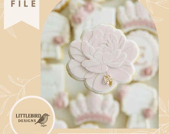 Peony flower - STL cookie cutter and stamp