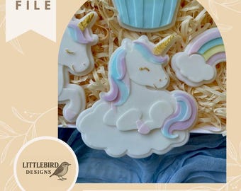 Unicorn on cloud  - STL cookie cutter and stamp