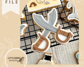 Crossed swords - STL cookie cutter and stamp