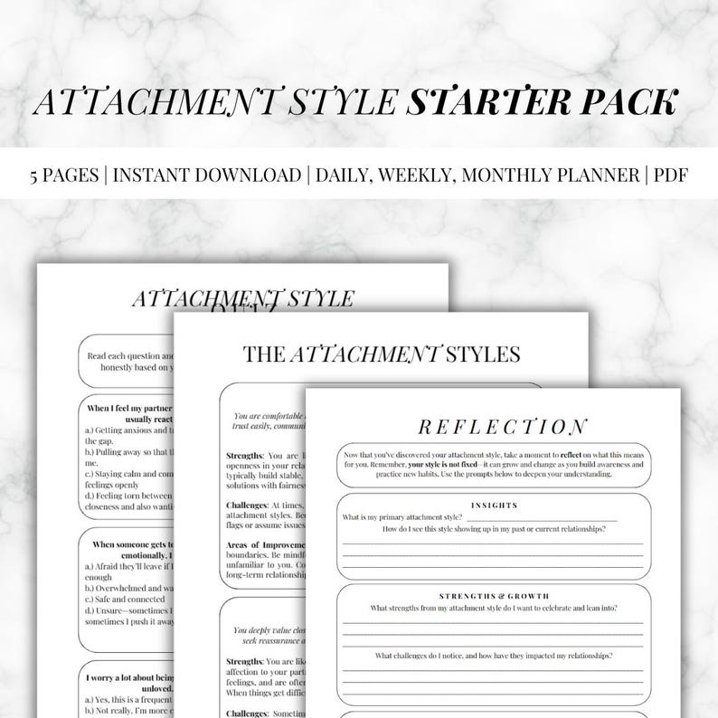 Attachment Style Starter Pack | 5-page Downloadable PDF With ...