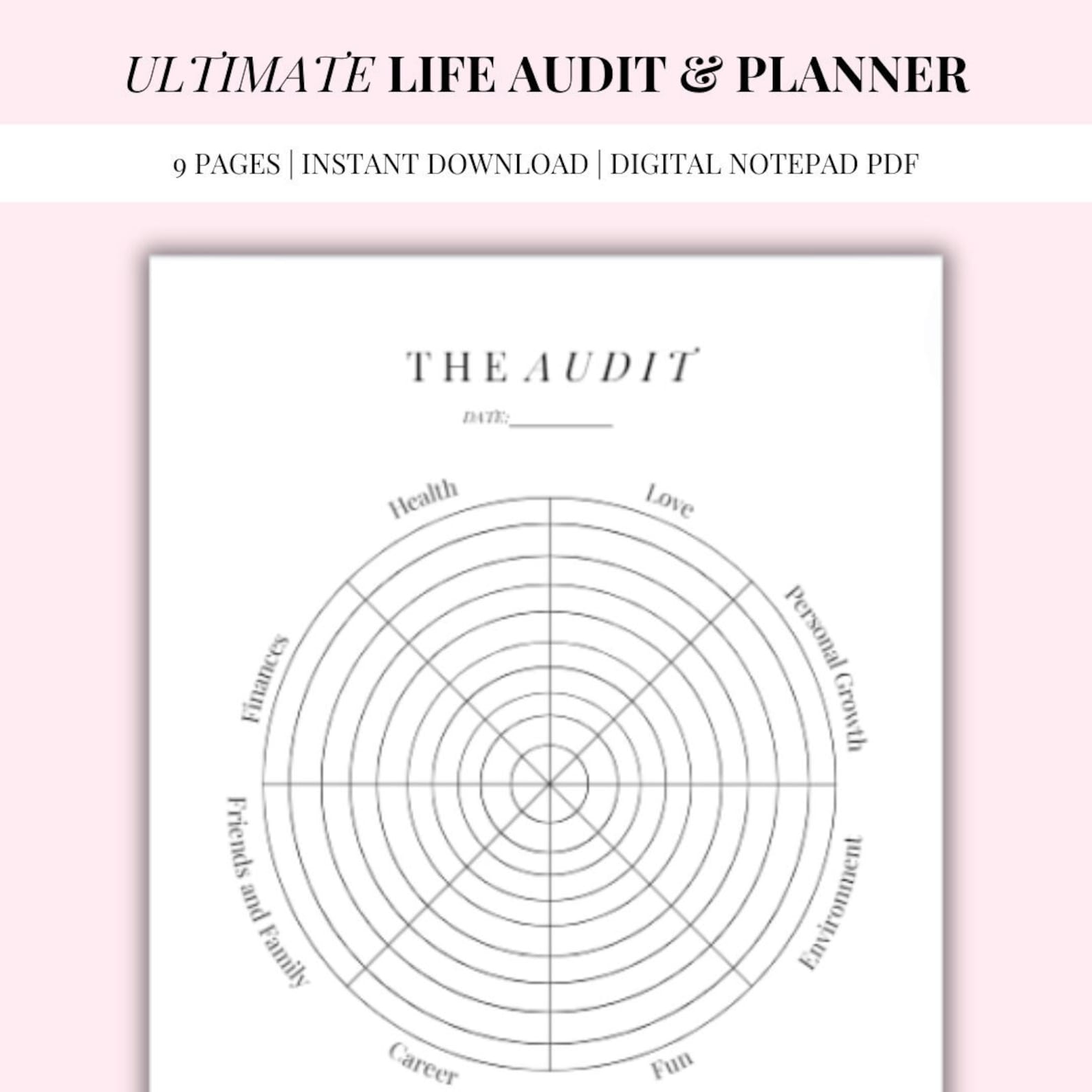 Comprehensive Life Audit Workbook 9page Guide With Wheel of Life