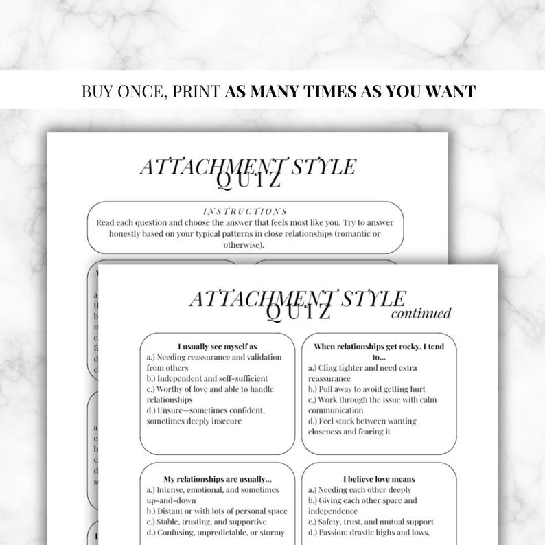 Attachment Style Starter Pack 5page Downloadable PDF With