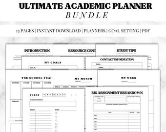 Ultimate Academic Planner PDF: Wyznaczanie celów, narzędzia do nauki (wersja cyfrowa do pobrania)