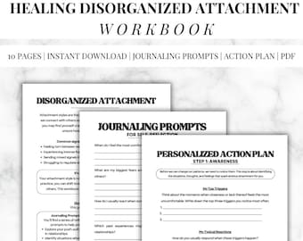 Zeszyt ćwiczeń na temat zdezorganizowanego przywiązania do druku w formacie PDF | Zeszyt ćwiczeń na uzdrawianie relacji | Przewodnik po dzienniku i autorefleksji | Pobieranie cyfrowe