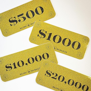 Bling Cash Stuffing Place Holder, Glitter Prop Money For Cash Budgeting Envelopes, Cash Budgeting Supplies, Dave Ramsey Inspired Placeholder