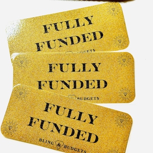 Fully Funded Prop Money Cash Budgeting Place Holders 3 pack, Glitter Bling Cash Envelope Fully Funded