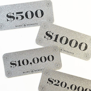 Bling Cash Stuffing Place Holder, Glitter Prop Money For Cash Budgeting Envelopes, Cash Budgeting Supplies, Dave Ramsey Inspired Placeholder