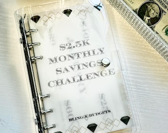 2.5K Monthly Savings Challenge Binder, Matte Vellum Cash Budgeting Envelopes, A6 Cash Stuffing Binder, 1K, 5K, 10K Monthly Savings Challenge