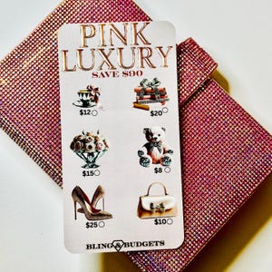 Pink Luxury Laminated Savings Challenge, Reusable Low Denomination A6 Cash Binder Savings Challenge, Cash Budgeting System, Cash Stuffing