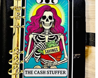 A6 Laminated Glossy or Matte Vellum Dashboard, Tarot Card Halloween Seasonal Cash Stuffing Binder Deco, Budget Binder Dashboard, Cash Budget