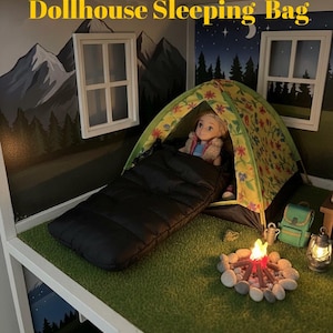 Miniature Dollhouse Sleeping Bag in black, high quality bags