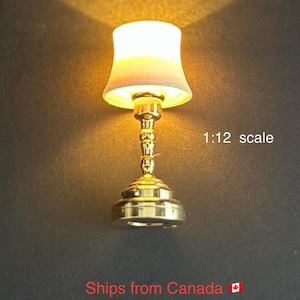 Dollhouse Table Lamp  Mini LED table Lamp Miniature  Light with white Lamp shade Dollhouse furniture decor light 1 12 lamp Battery Operated.