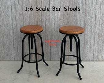 1:6 Scale Dollhouse Wooden  Bar Stool