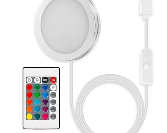 USB 5V RGB Puck Light Lamp Kit cabinet display shelf counter display DIY lights white body color