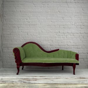 Dollhouse Sofa Victorian Style Dollhouse Sofa Doll Furniture Living Room Miniature Sofa 1800’s  1:12 scale