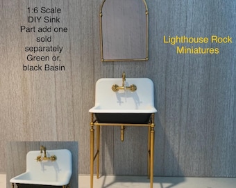 1:6 Scale Dollhouse DIY Sink Miniature Mirror