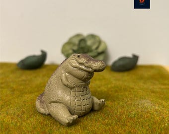 Chubby Crocodile Sculpture: Adorable Miniature Figurine